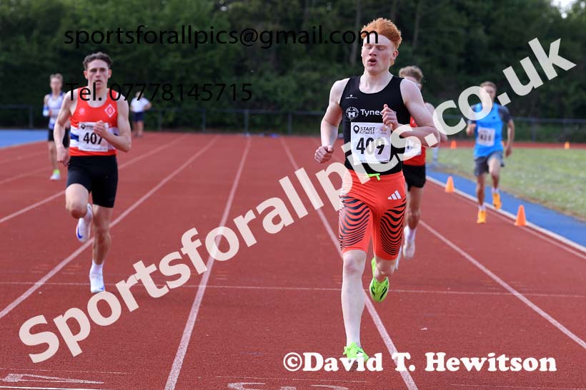 Mens under-17s 400 metres 2025 North Eastern Track and Field Champs., Shildon, County Durham. Photo: David T. Hewitson/Sports for All Pics